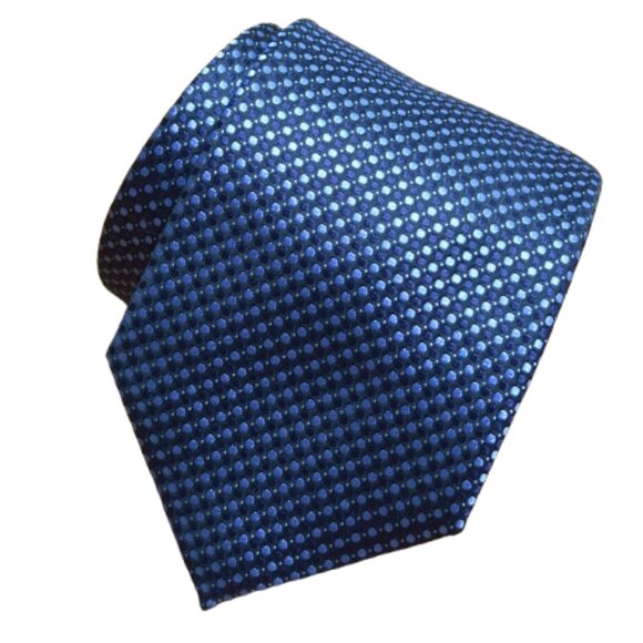 $840 New BRIONI Navy Aqua Blue Geometric Medallion Handmade Italy Silk Neck Tie - Picture 4 of 14